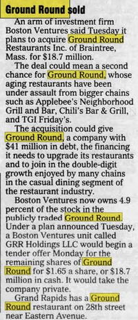 Ground Round - Sep 03 1997 Article